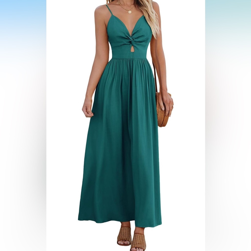CUPSHE Beach Sleeveless V Neck Summer Cutout Spaghetti Straps Dresses